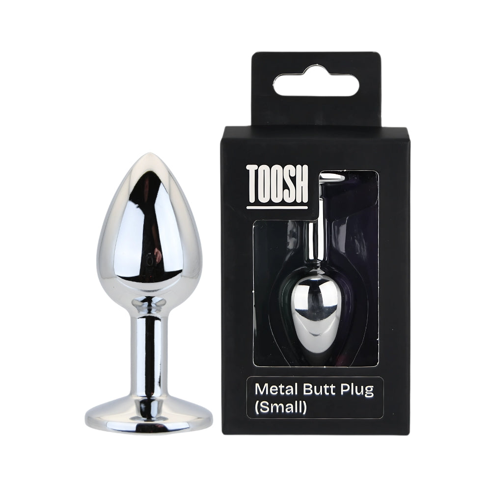 Toosh Silver Metal Butt Plug 2.8 Inch Small (Clear Stone) – Smooth Small Butt Plug > Anal Range > Jewel Butt Plugs