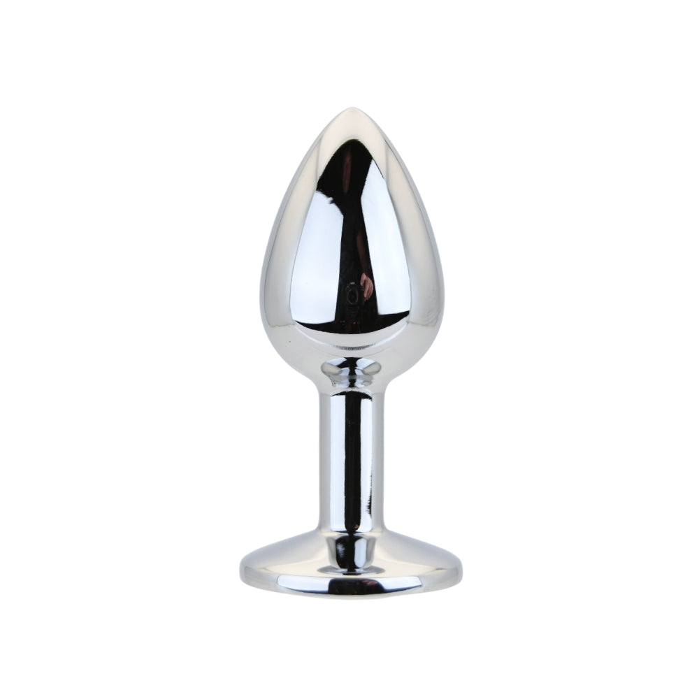 Toosh Silver Metal Butt Plug 2.8 Inch Small (Clear Stone) – Smooth Small Butt Plug Default Title > Anal Range > Jewel Butt Plugs