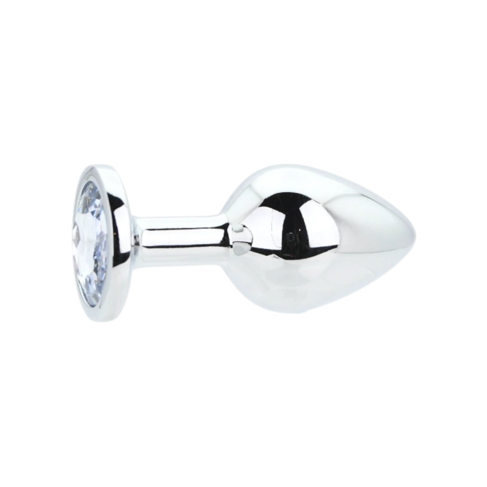 Toosh Silver Medium Metal Butt Plug with Clear Stone Base > Anal Range > Jewel Butt Plugs