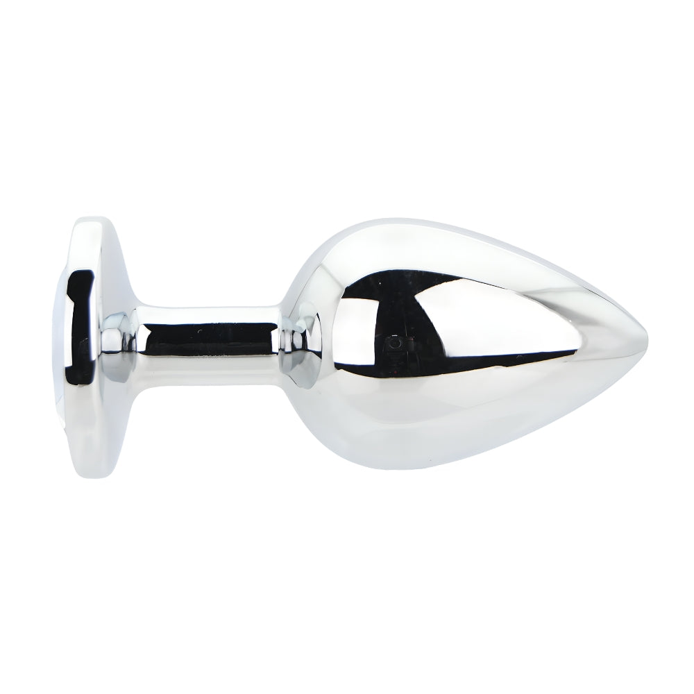 Toosh Silver Metal Butt Plug Large (Clear Stone) – Smooth Surface Weighted Butt Plug > Anal Range > Jewel Butt Plugs