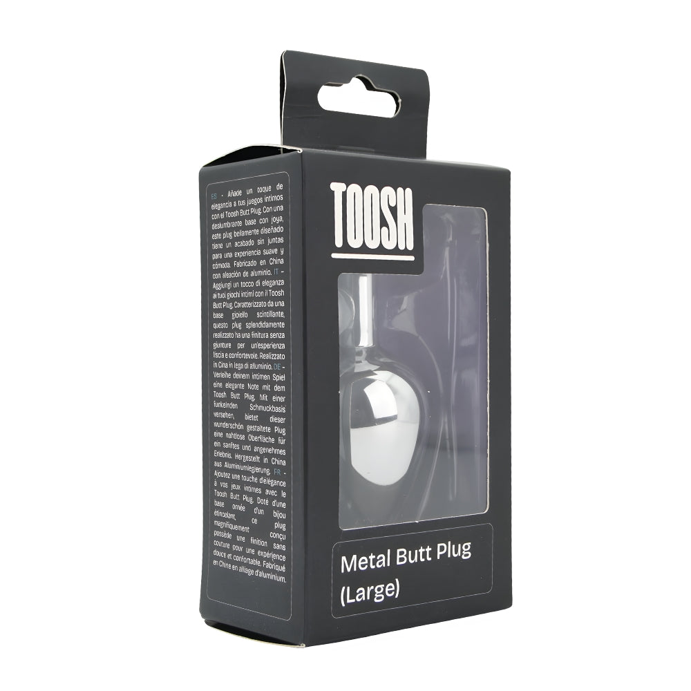 Toosh Silver Large Metal Butt Plug with Clear Stone Jewel (3.2 inch insertable) > Anal Range > Jewel Butt Plugs