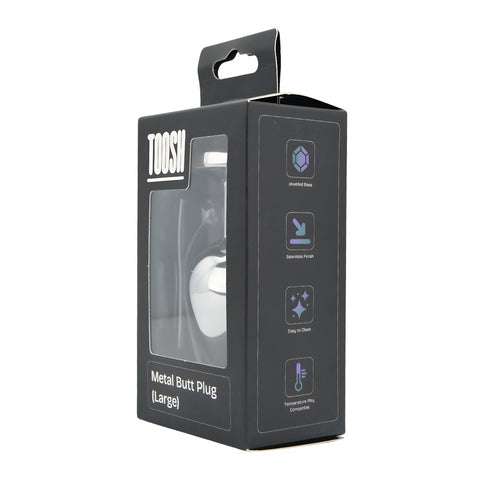 Toosh Silver Metal Butt Plug Large (Clear Stone) – Smooth Surface Weighted Butt Plug > Anal Range > Jewel Butt Plugs
