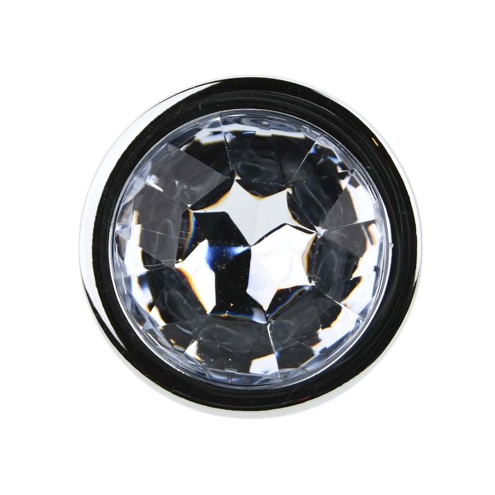 Toosh Silver Large Metal Butt Plug with Clear Stone Jewel (3.2 inch insertable) > Anal Range > Jewel Butt Plugs