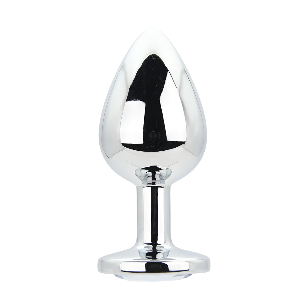 Toosh Silver Large Metal Butt Plug with Clear Stone Jewel (3.2 inch insertable) Default Title > Anal Range > Jewel Butt Plugs