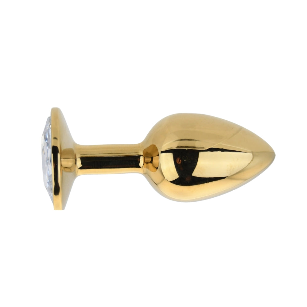 Toosh Gold 2.8 Inch Small Clear Stone – Metal Butt Plug > Anal Range > Jewel Butt Plugs