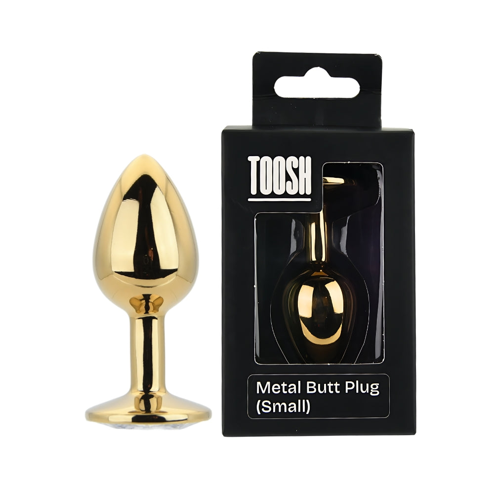 Toosh Gold 2.8 Inch Small Clear Stone – Metal Butt Plug > Anal Range > Jewel Butt Plugs