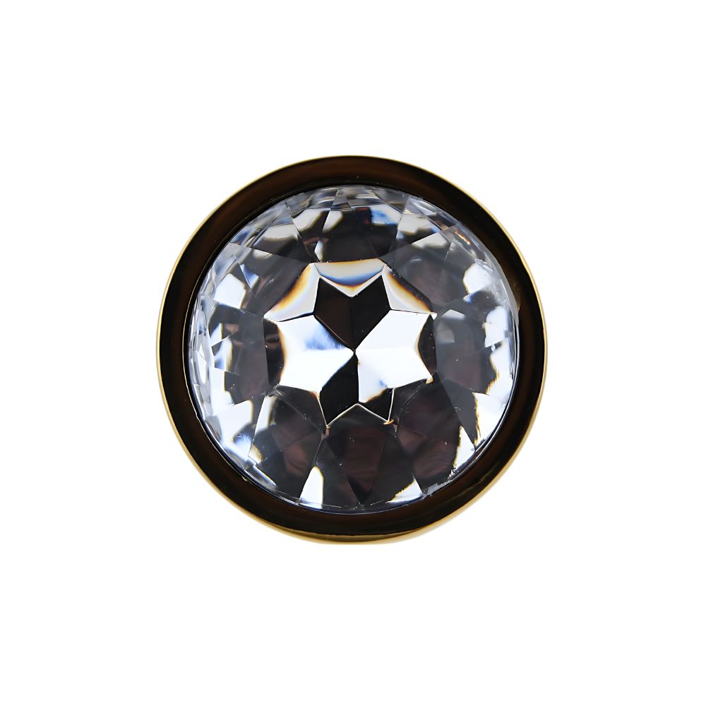 Toosh Gold 2.8 Inch Small Clear Stone – Metal Butt Plug > Anal Range > Jewel Butt Plugs