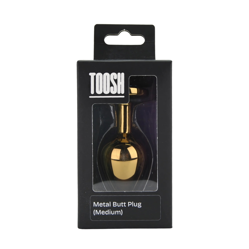Toosh Gold 3.2 Inch Metal Butt Plug Medium (Clear Stone) – Jewelled Medium Butt Plug > Anal Range > Jewel Butt Plugs