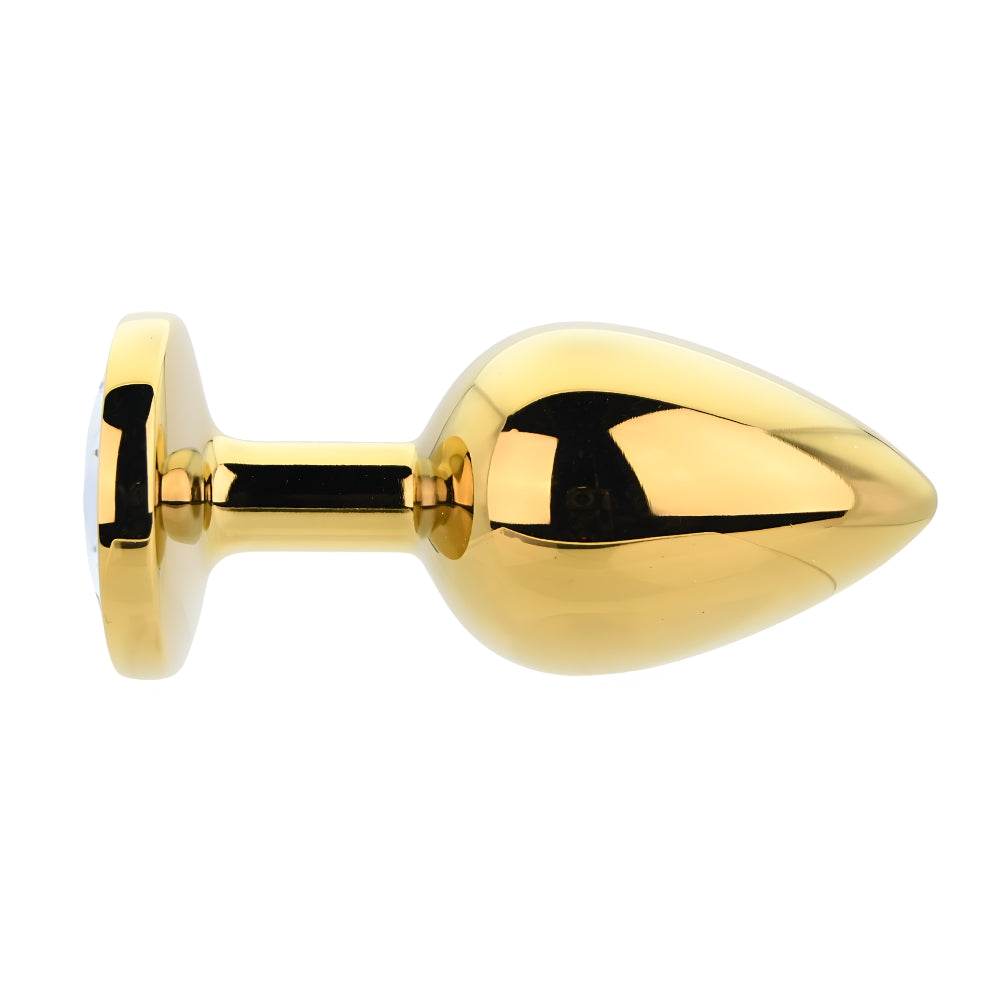 Toosh Gold 3.75 Inch Metal Butt Plug Large (Clear Stone) – Jewel-Accented Butt Plug > Anal Range > Jewel Butt Plugs