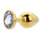 Toosh Round Gem Metal Butt Plug – Gold or Silver Finish with Jewelled Base (Small, Medium, Large) > Anal Range > Jewel Butt Plugs