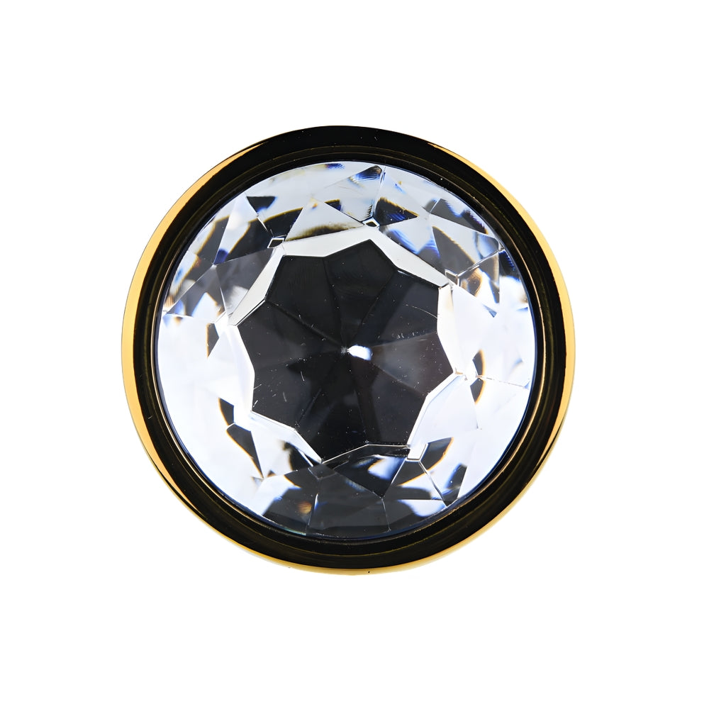 Toosh Gold 3.75 Inch Metal Butt Plug Large (Clear Stone) – Jewel-Accented Butt Plug > Anal Range > Jewel Butt Plugs