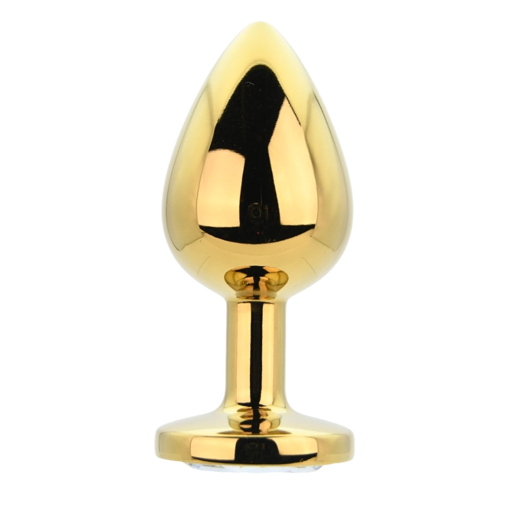 Toosh Gold 3.75 Inch Metal Butt Plug Large (Clear Stone) – Jewel-Accented Butt Plug Default Title > Anal Range > Jewel Butt Plugs