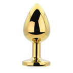 Toosh Round Gem Metal Butt Plug – Gold or Silver Finish with Jewelled Base (Small, Medium, Large) > Anal Range > Jewel Butt Plugs