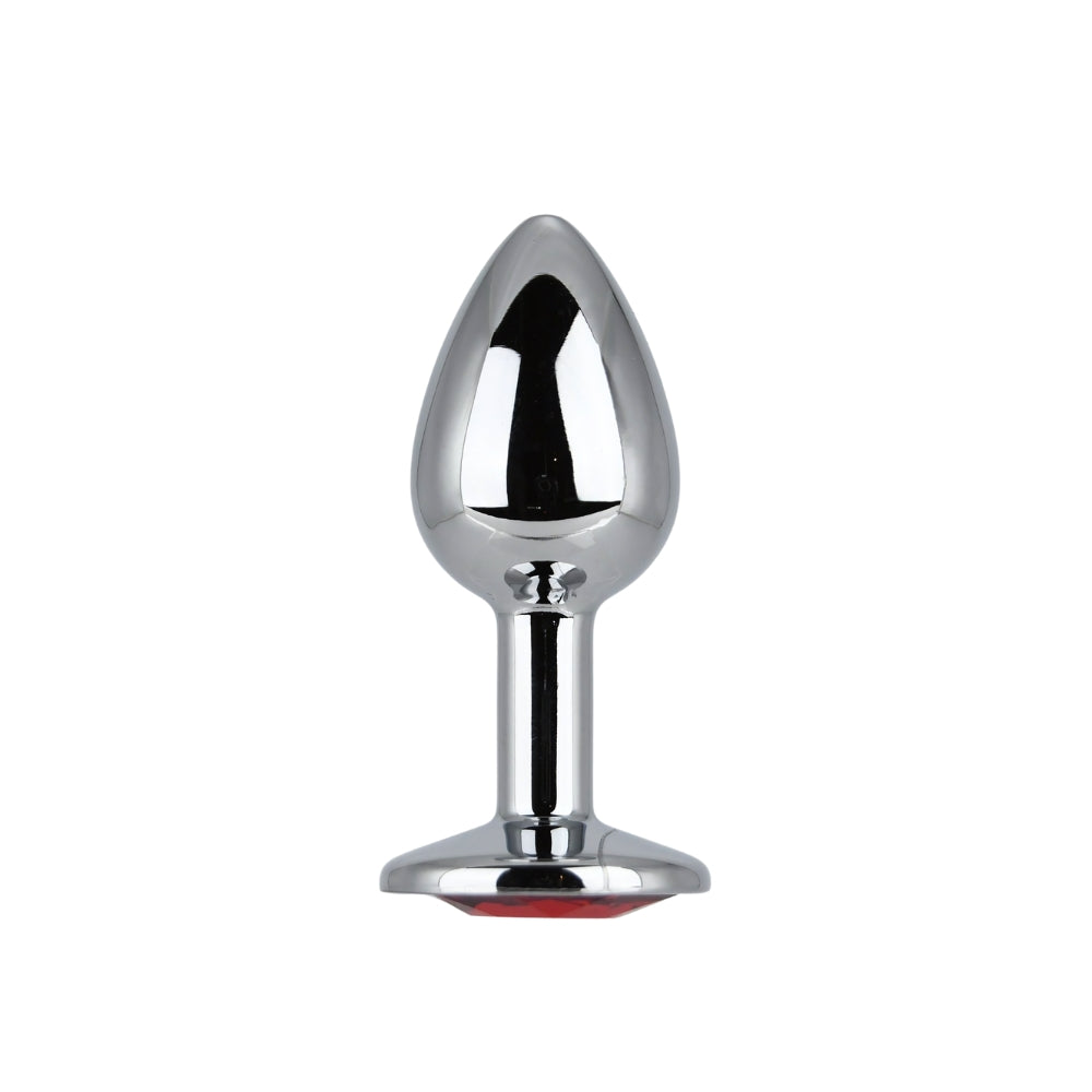 Toosh Silver 2.8 Inch Small Metal Butt Plug (Red Stone) – Jewel-Embellished Butt Plug Default Title > Anal Range > Jewel Butt Plugs