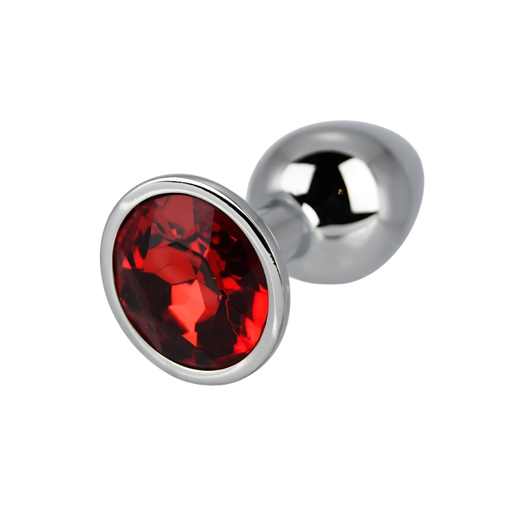 Toosh Silver 2.8 Inch Small Metal Butt Plug (Red Stone) – Jewel-Embellished Butt Plug > Anal Range > Jewel Butt Plugs