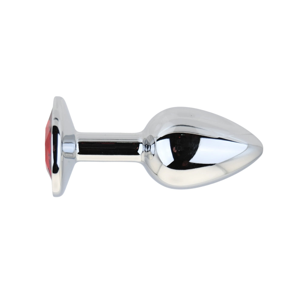 Toosh Silver 2.8 Inch Small Metal Butt Plug (Red Stone) – Jewel-Embellished Butt Plug > Anal Range > Jewel Butt Plugs