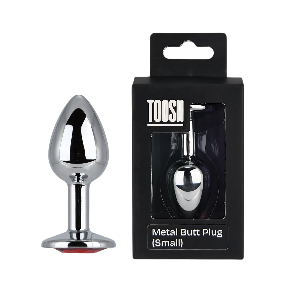 Toosh Silver 2.8 Inch Small Metal Butt Plug (Red Stone) – Jewel-Embellished Butt Plug > Anal Range > Jewel Butt Plugs