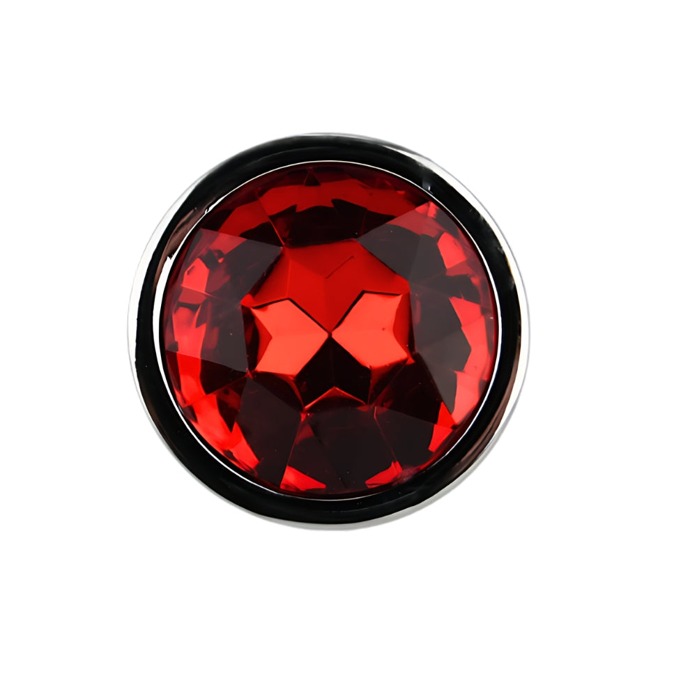 Toosh Silver 2.8 Inch Small Metal Butt Plug (Red Stone) – Jewel-Embellished Butt Plug > Anal Range > Jewel Butt Plugs
