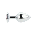 Toosh Silver 3.2 Inch Medium Metal Butt Plug (Red Stone) – Smooth Temperature Play Butt Plug > Anal Range > Jewel Butt Plugs