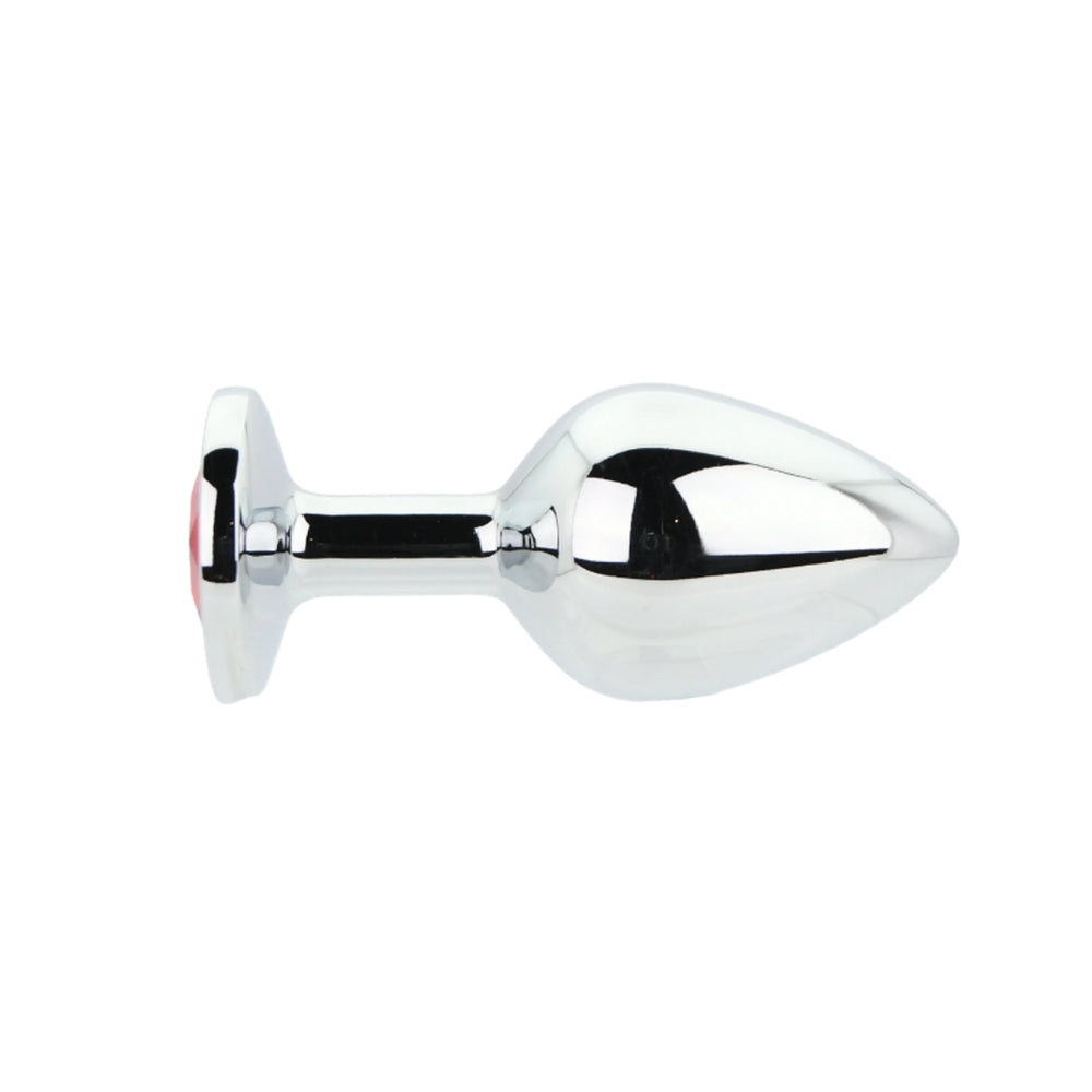 Toosh Silver 3.2 Inch Medium Metal Butt Plug (Red Stone) – Smooth Temperature Play Butt Plug > Anal Range > Jewel Butt Plugs