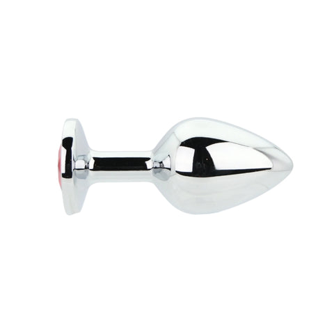 Toosh Silver Medium Metal Butt Plug (Red Stone) – Smooth Temperature Play Butt Plug > Anal Range > Jewel Butt Plugs