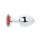 Toosh Silver 3.2 Inch Medium Metal Butt Plug (Red Stone) – Smooth Temperature Play Butt Plug > Anal Range > Jewel Butt Plugs