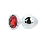 Toosh Silver 3.2 Inch Medium Metal Butt Plug (Red Stone) – Smooth Temperature Play Butt Plug > Anal Range > Jewel Butt Plugs