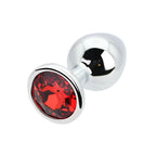 Toosh Silver 3.2 Inch Medium Metal Butt Plug (Red Stone) – Smooth Temperature Play Butt Plug > Anal Range > Jewel Butt Plugs
