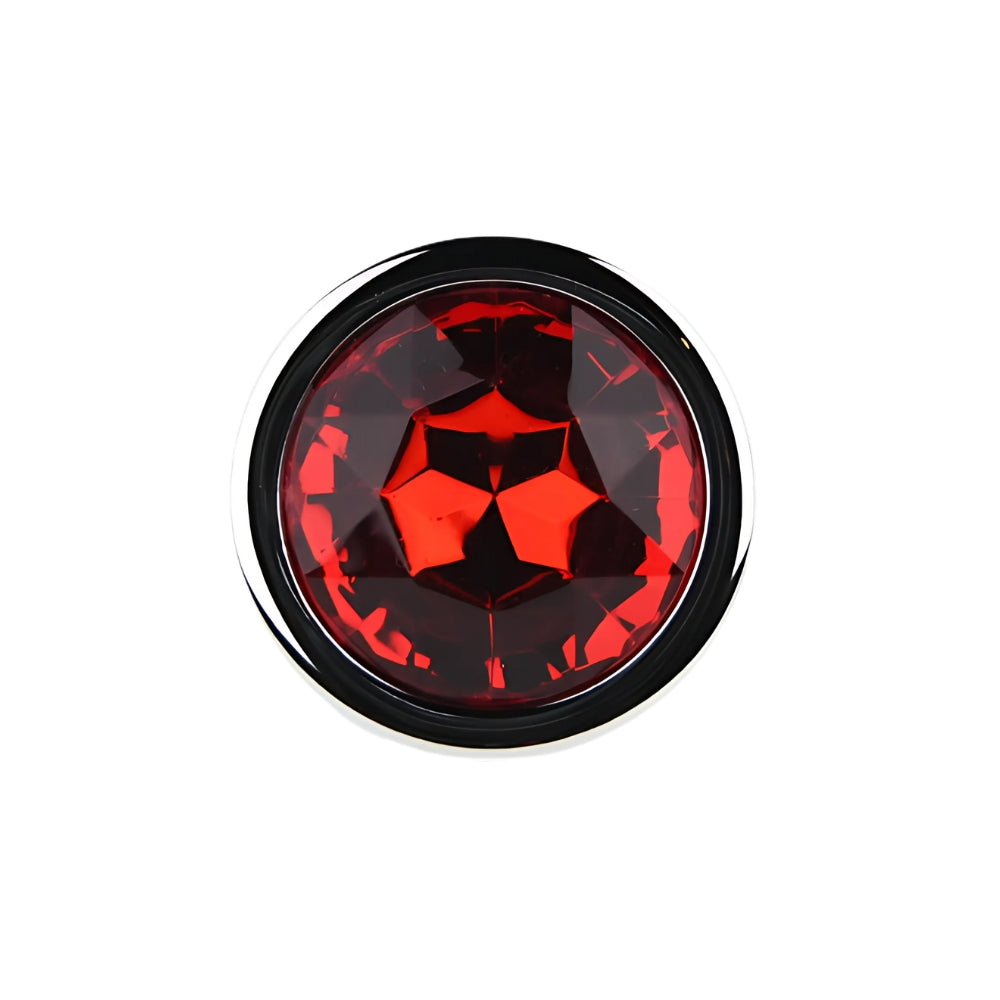 Toosh Silver 3.2 Inch Medium Metal Butt Plug (Red Stone) – Smooth Temperature Play Butt Plug > Anal Range > Jewel Butt Plugs