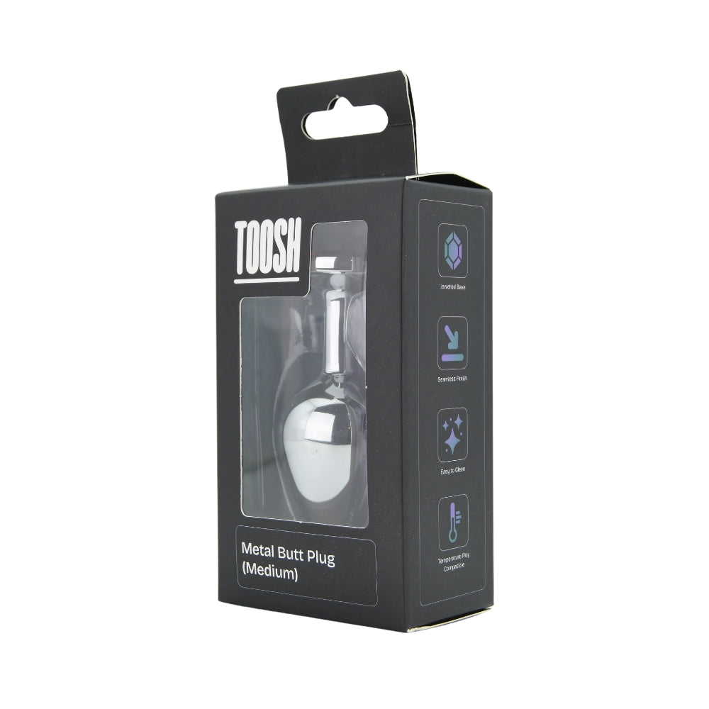 Toosh Silver 3.2 Inch Medium Metal Butt Plug (Red Stone) – Smooth Temperature Play Butt Plug > Anal Range > Jewel Butt Plugs