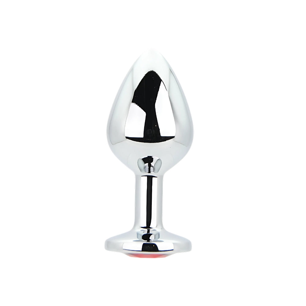 Toosh Silver 3.2 Inch Medium Metal Butt Plug (Red Stone) – Smooth Temperature Play Butt Plug Default Title > Anal Range > Jewel Butt Plugs