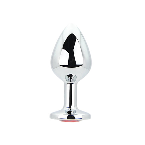 Toosh Silver Medium Metal Butt Plug (Red Stone) – Smooth Temperature Play Butt Plug Default Title > Anal Range > Jewel Butt Plugs