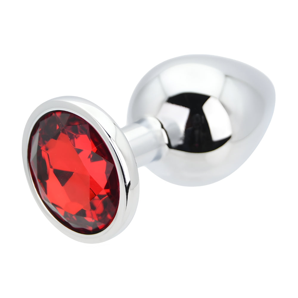 Toosh Silver 3.75 Inch Metal Butt Plug Large (Red Stone) – Smooth Large Butt Plug > Anal Range > Jewel Butt Plugs