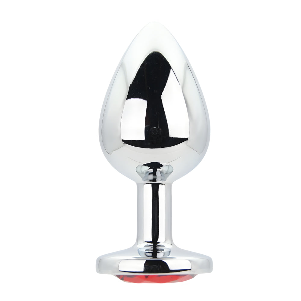 Toosh Silver 3.75 Inch Metal Butt Plug Large (Red Stone) – Smooth Large Butt Plug Default Title > Anal Range > Jewel Butt Plugs