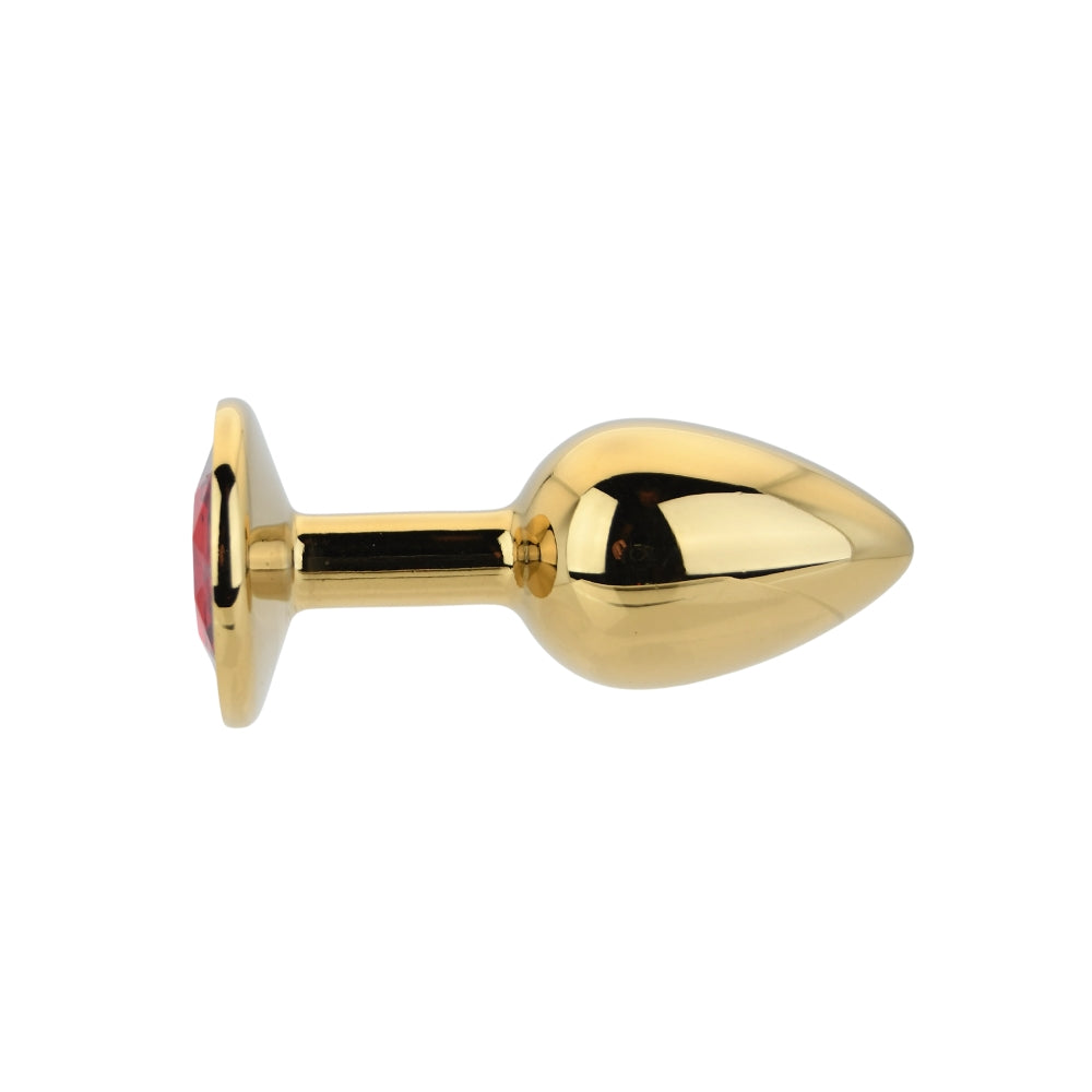Toosh Gold 2.8 Inch Metal Butt Plug (Small, Red Stone) – Smooth Metal Butt Plug > Anal Range > Jewel Butt Plugs