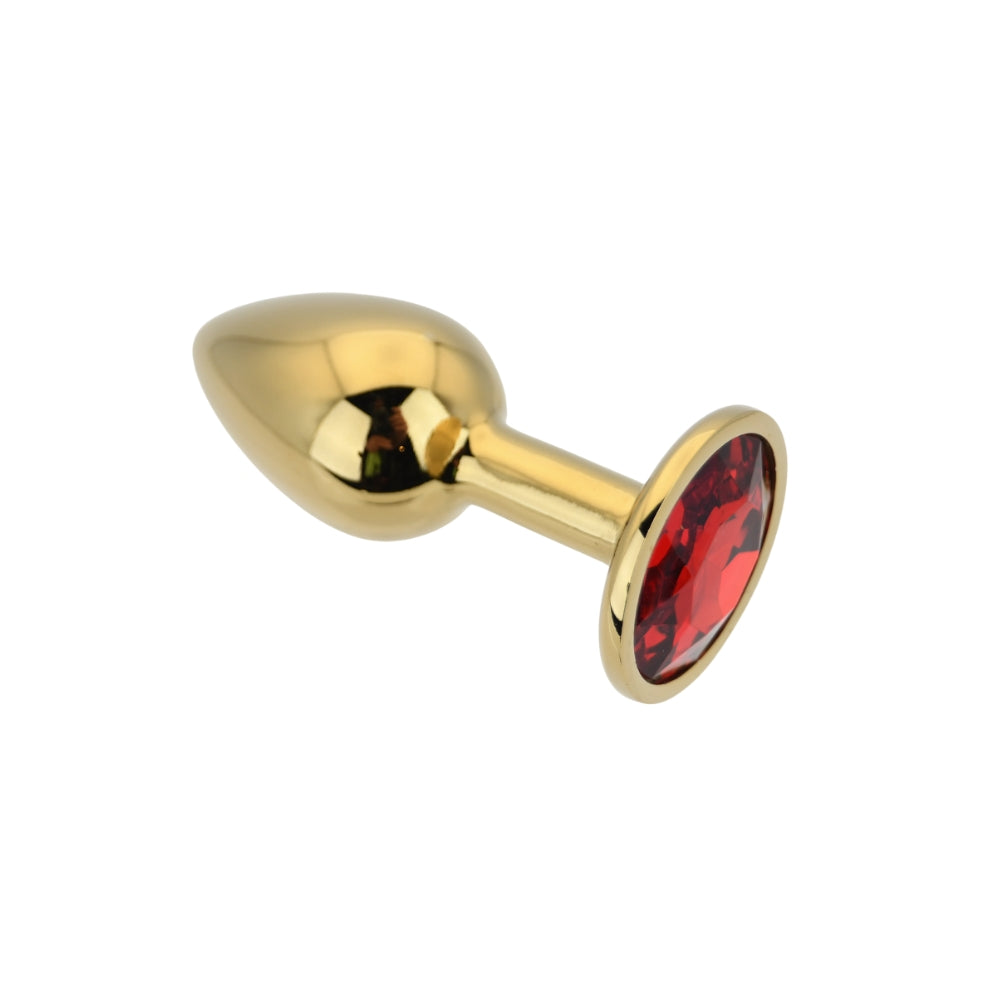 Toosh Gold 2.8 Inch Metal Butt Plug (Small, Red Stone) – Smooth Metal Butt Plug > Anal Range > Jewel Butt Plugs