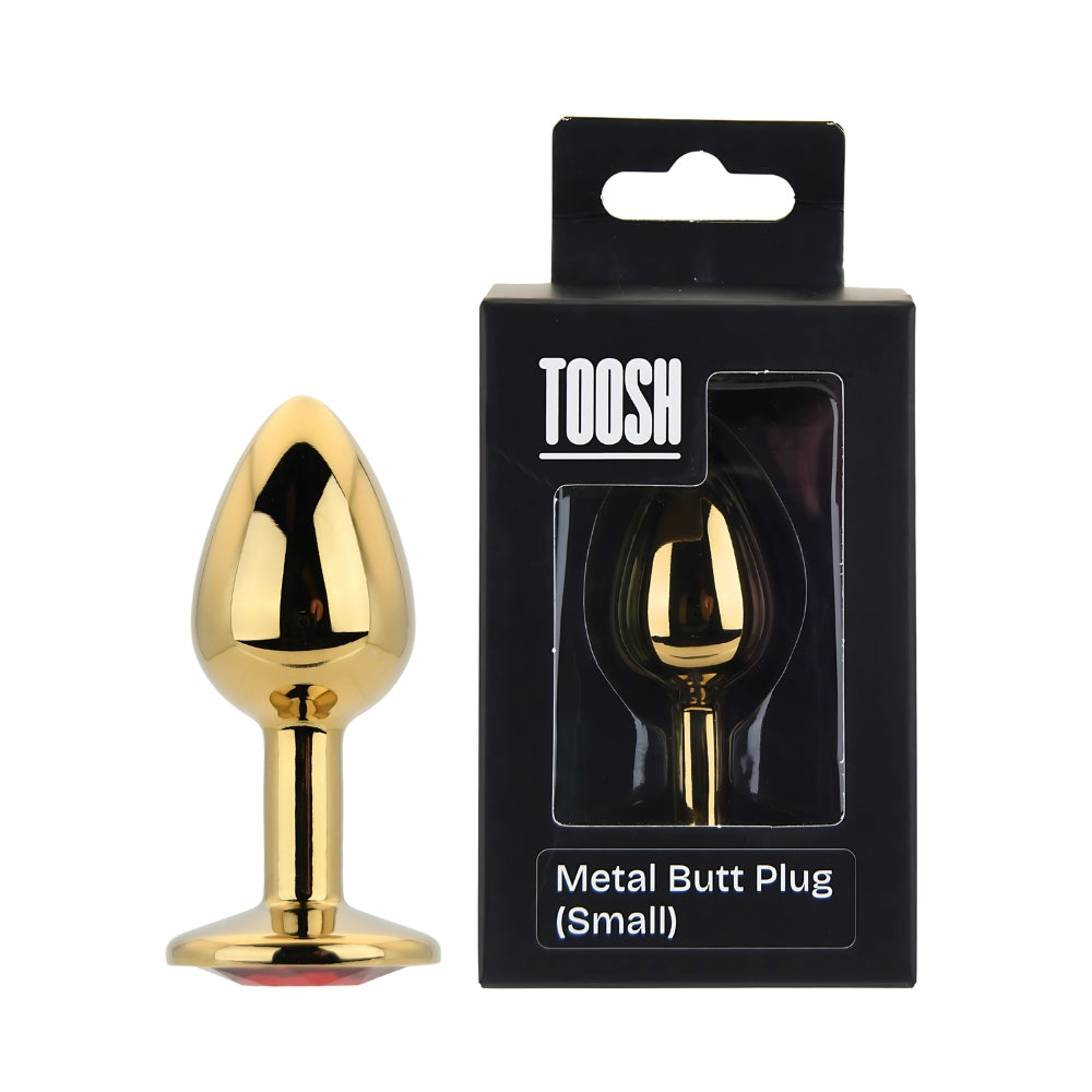 Toosh Gold 2.8 Inch Metal Butt Plug (Small, Red Stone) – Smooth Metal Butt Plug > Anal Range > Jewel Butt Plugs