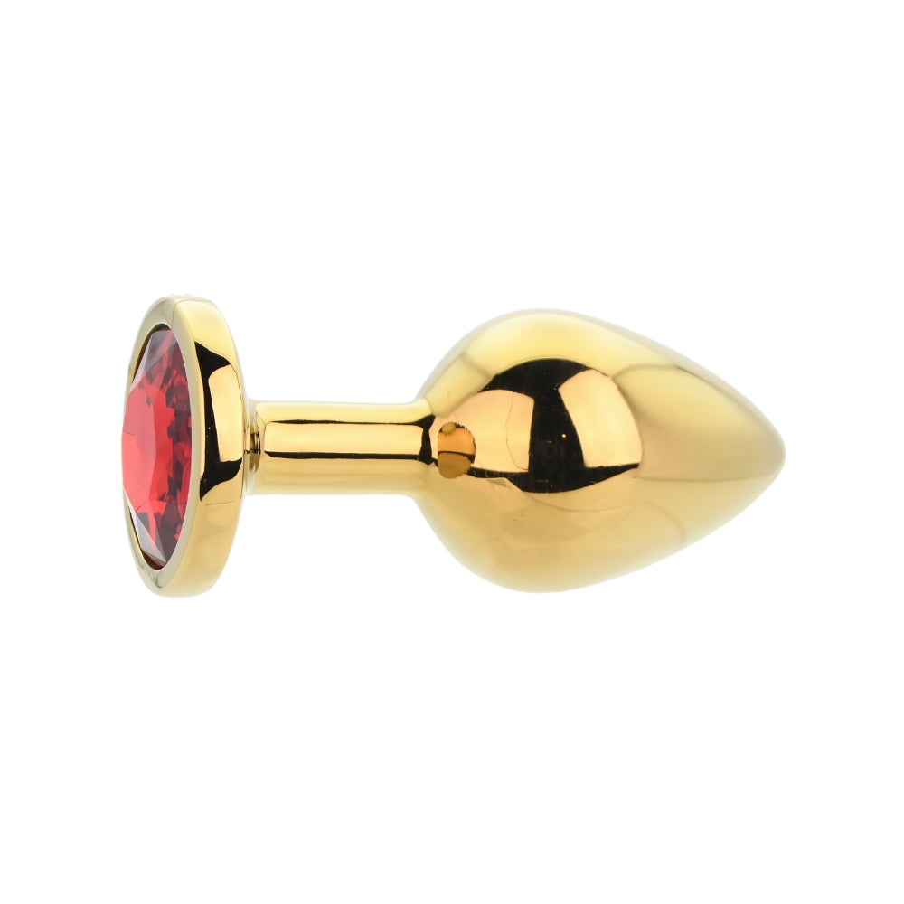 Toosh Gold 3.2 Inch Metal Butt Plug Medium (Red Stone) – Medium Metal Butt Plug > Anal Range > Jewel Butt Plugs