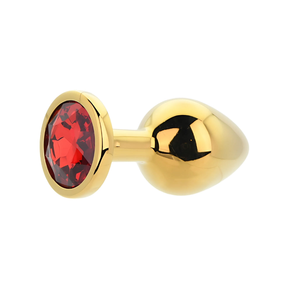 Toosh Gold 3.2 Inch Metal Butt Plug Medium (Red Stone) – Medium Metal Butt Plug > Anal Range > Jewel Butt Plugs