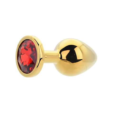 Toosh Gold Metal Butt Plug Medium (Red Stone) – Medium Metal Butt Plug > Anal Range > Jewel Butt Plugs