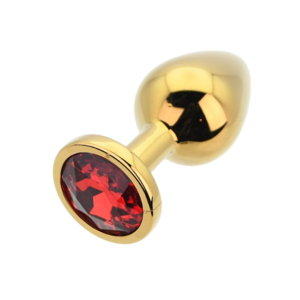 Toosh Gold 3.2 Inch Metal Butt Plug Medium (Red Stone) – Medium Metal Butt Plug > Anal Range > Jewel Butt Plugs