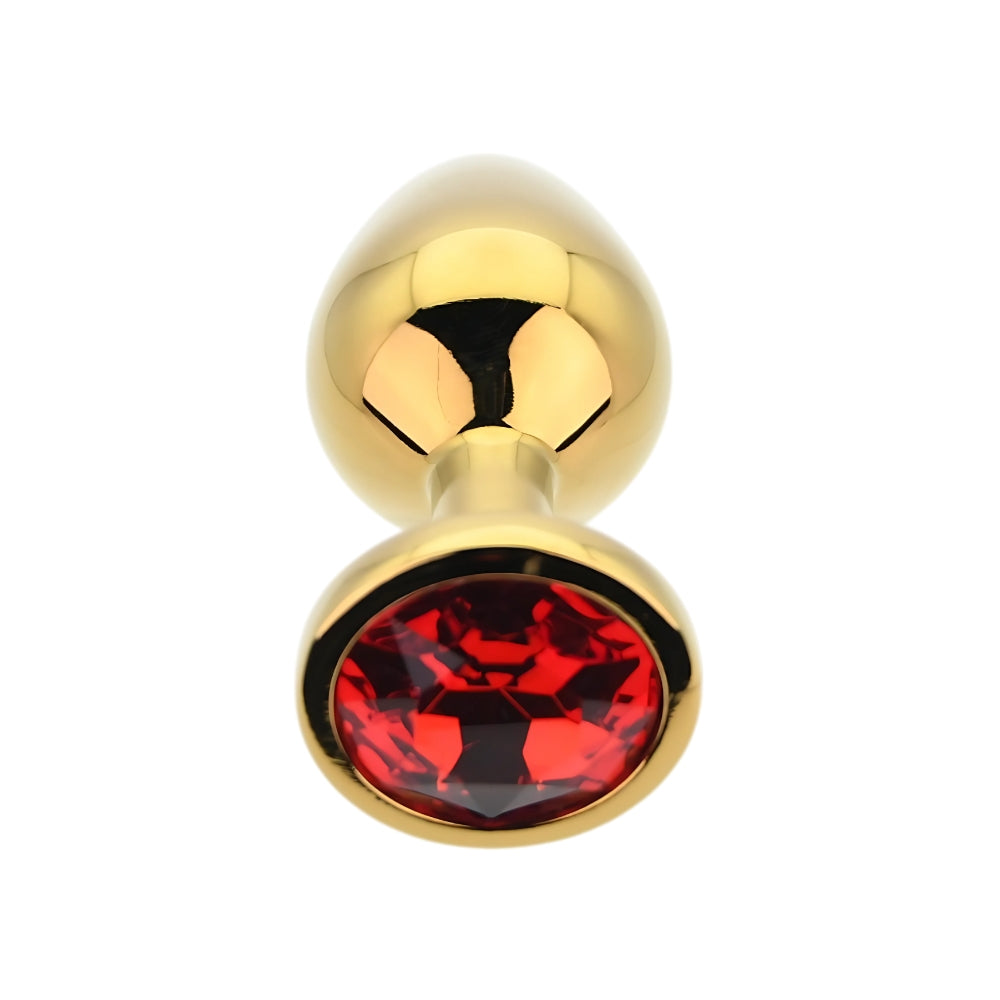 Toosh Gold 3.2 Inch Metal Butt Plug Medium (Red Stone) – Medium Metal Butt Plug > Anal Range > Jewel Butt Plugs