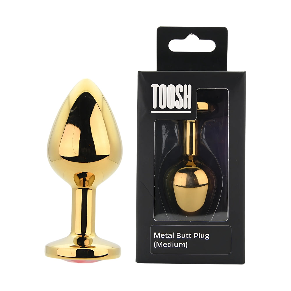 Toosh Gold 3.2 Inch Metal Butt Plug Medium (Red Stone) – Medium Metal Butt Plug > Anal Range > Jewel Butt Plugs
