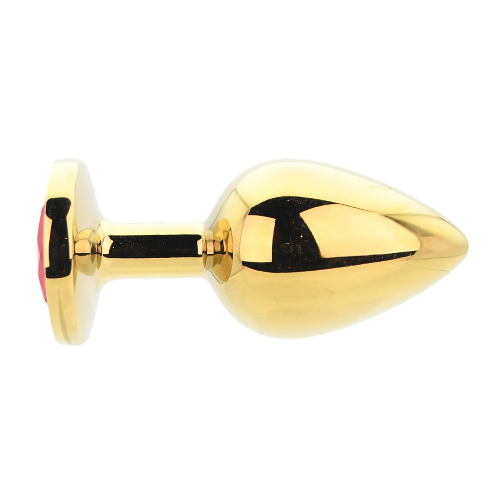 Toosh Gold 3.75 Inch Metal Butt Plug Large Red Stone – Jewelled Large Butt Plug > Anal Range > Jewel Butt Plugs