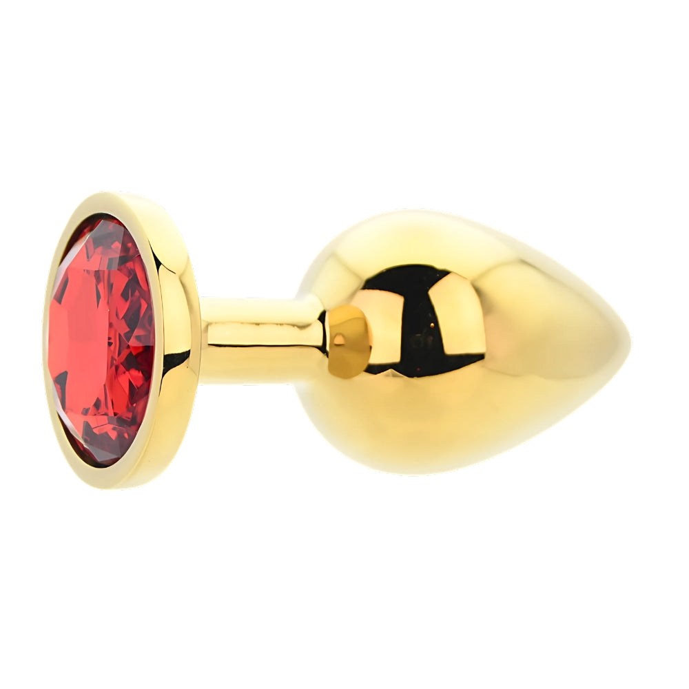 Toosh Gold 3.75 Inch Metal Butt Plug Large Red Stone – Jewelled Large Butt Plug > Anal Range > Jewel Butt Plugs