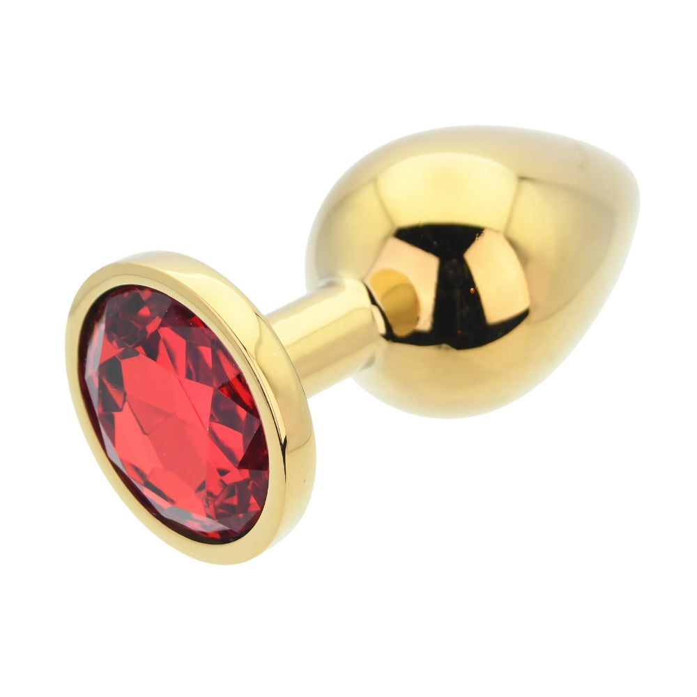 Toosh Gold 3.75 Inch Metal Butt Plug Large Red Stone – Jewelled Large Butt Plug > Anal Range > Jewel Butt Plugs