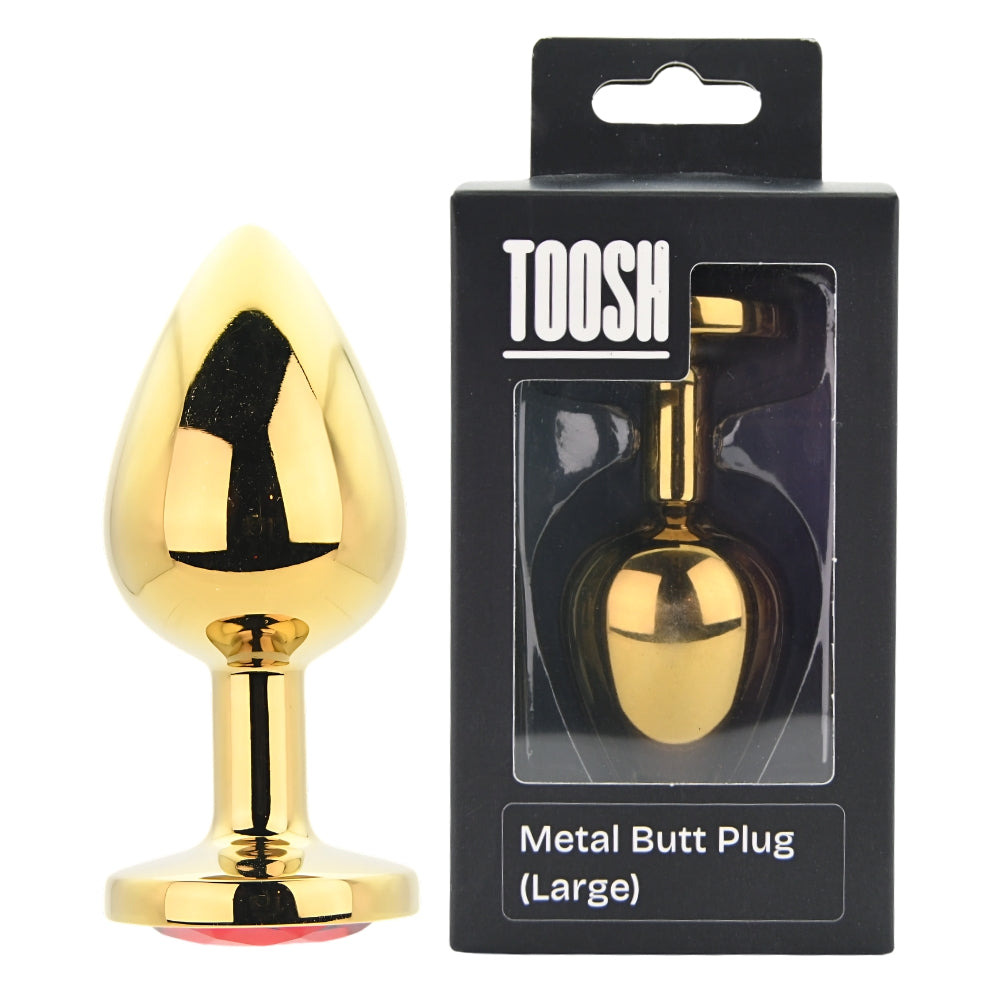 Toosh Gold 3.75 Inch Metal Butt Plug Large Red Stone – Jewelled Large Butt Plug > Anal Range > Jewel Butt Plugs
