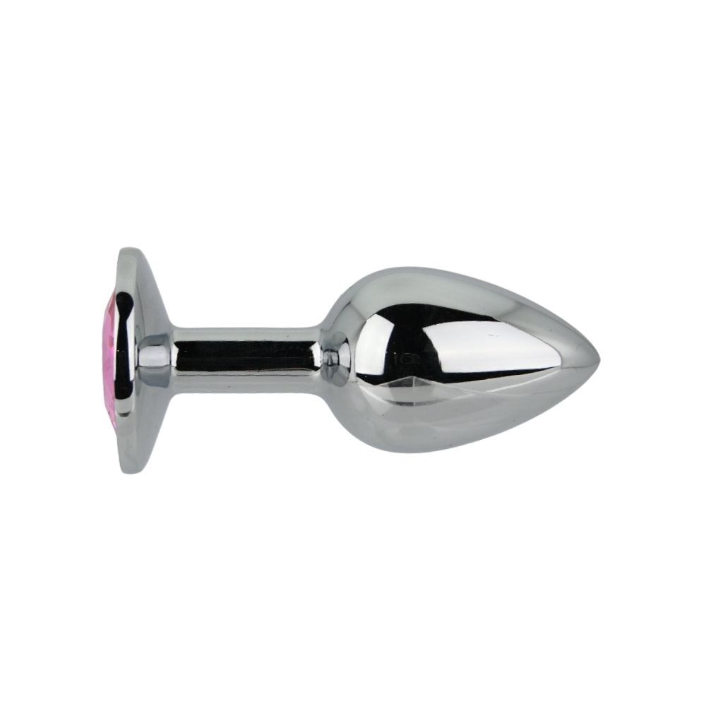 Toosh Silver Metal Butt Plug Small (Pink Stone) – Smooth Beginners Butt Plug > Anal Range > Jewel Butt Plugs