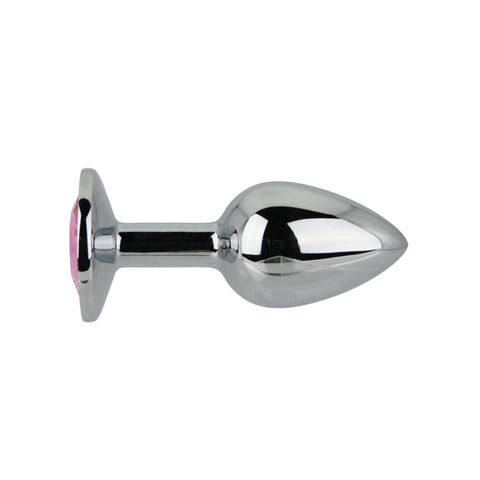 Toosh Silver Metal Butt Plug Small (Pink Stone) – Smooth Beginners Butt Plug > Anal Range > Jewel Butt Plugs