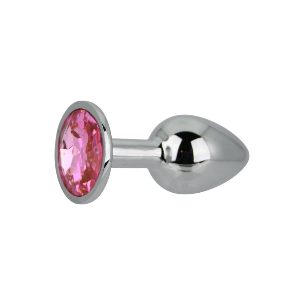 Toosh Silver Metal Butt Plug Small (Pink Stone) – Smooth Beginners Butt Plug > Anal Range > Jewel Butt Plugs